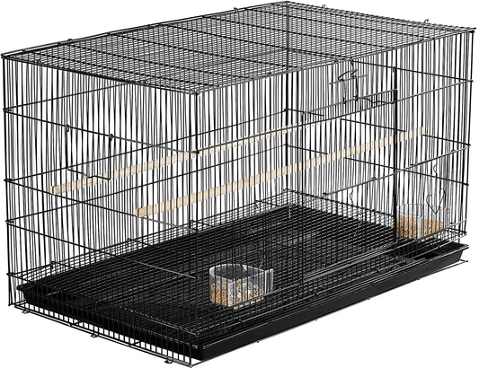 Yaheetech 30-Inch Rectangle Stackable Breeding Flight Parakeet Bird Cage for Finches Budgies Cockatiels Conures Lovebirds Canaries Parrots W/Slide-Out Tray, Black Animals & Pet Supplies > Pet Supplies > Bird Supplies > Bird Cage Accessories Yaheetech   