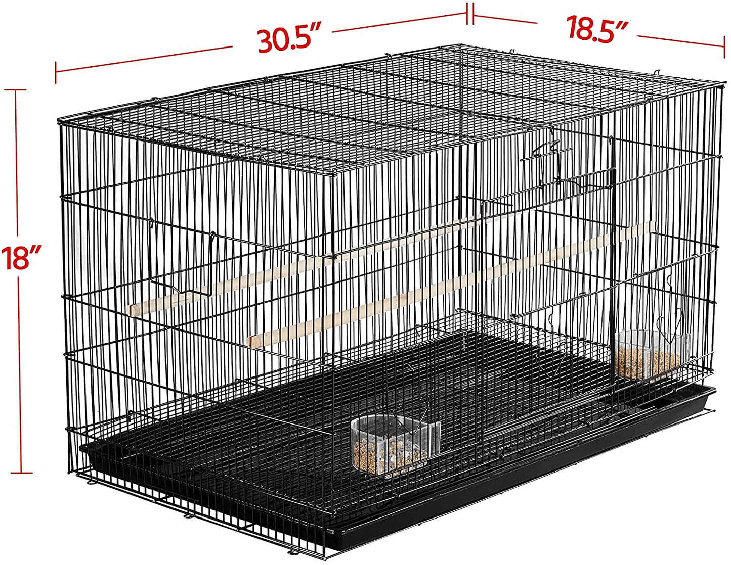 Yaheetech 30-Inch Rectangle Stackable Breeding Flight Parakeet Bird Cage for Finches Budgies Cockatiels Conures Lovebirds Canaries Parrots W/Slide-Out Tray, Black
