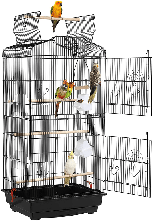 Yaheetech 36" Portable Hanging Medium Size Bird Cage for Small Parrots Cockatiels Sun Quaker Parakeets Green Cheek Conures Finches Canary Budgies Lovebirds Travel Bird Cage Animals & Pet Supplies > Pet Supplies > Bird Supplies > Bird Cage Accessories Yaheetech Black  