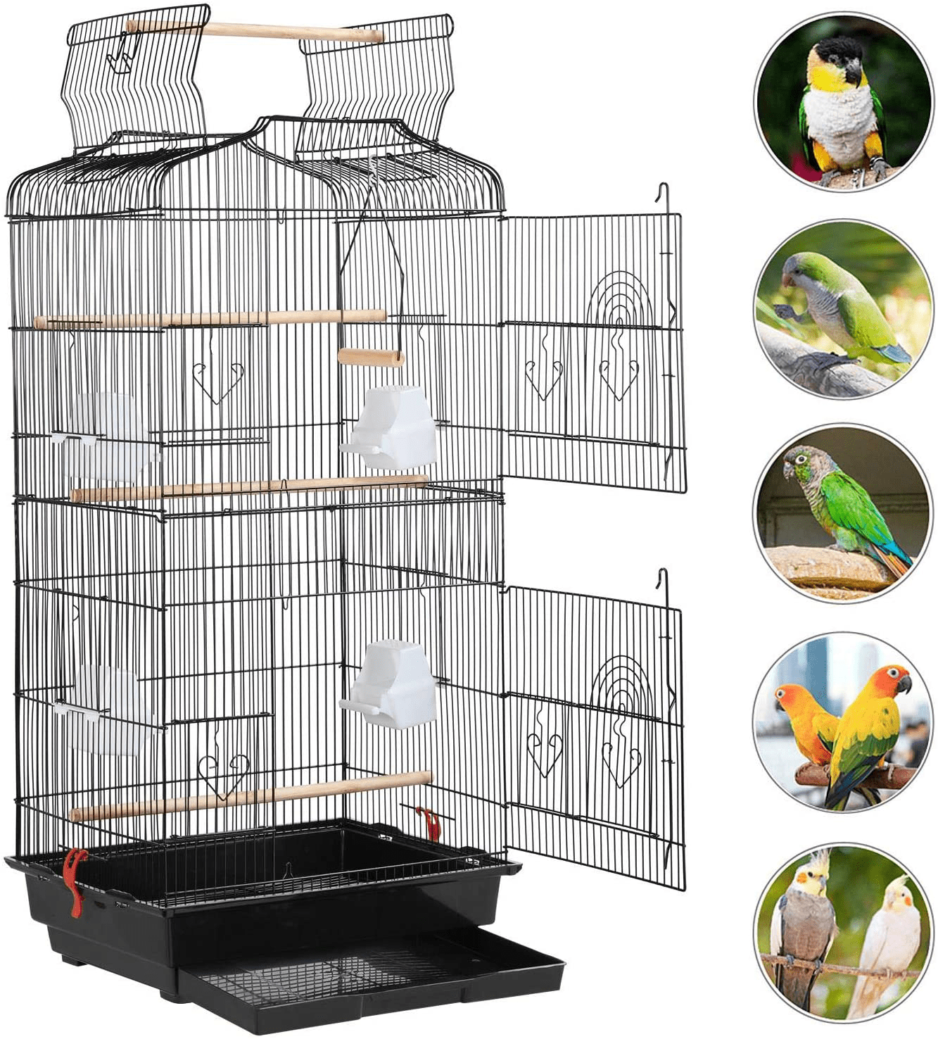 Yaheetech 36" Portable Hanging Medium Size Bird Cage for Small Parrots Cockatiels Sun Quaker Parakeets Green Cheek Conures Finches Canary Budgies Lovebirds Travel Bird Cage Animals & Pet Supplies > Pet Supplies > Bird Supplies > Bird Cage Accessories Yaheetech   