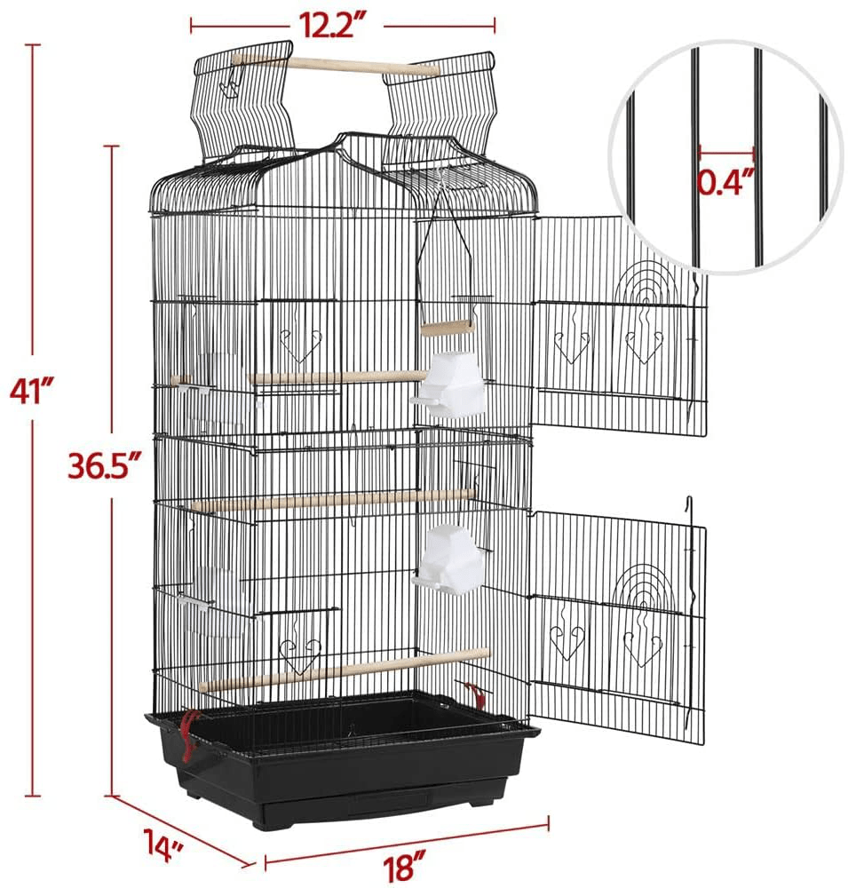 Yaheetech 36" Portable Hanging Medium Size Bird Cage for Small Parrots Cockatiels Sun Quaker Parakeets Green Cheek Conures Finches Canary Budgies Lovebirds Travel Bird Cage Animals & Pet Supplies > Pet Supplies > Bird Supplies > Bird Cage Accessories Yaheetech   