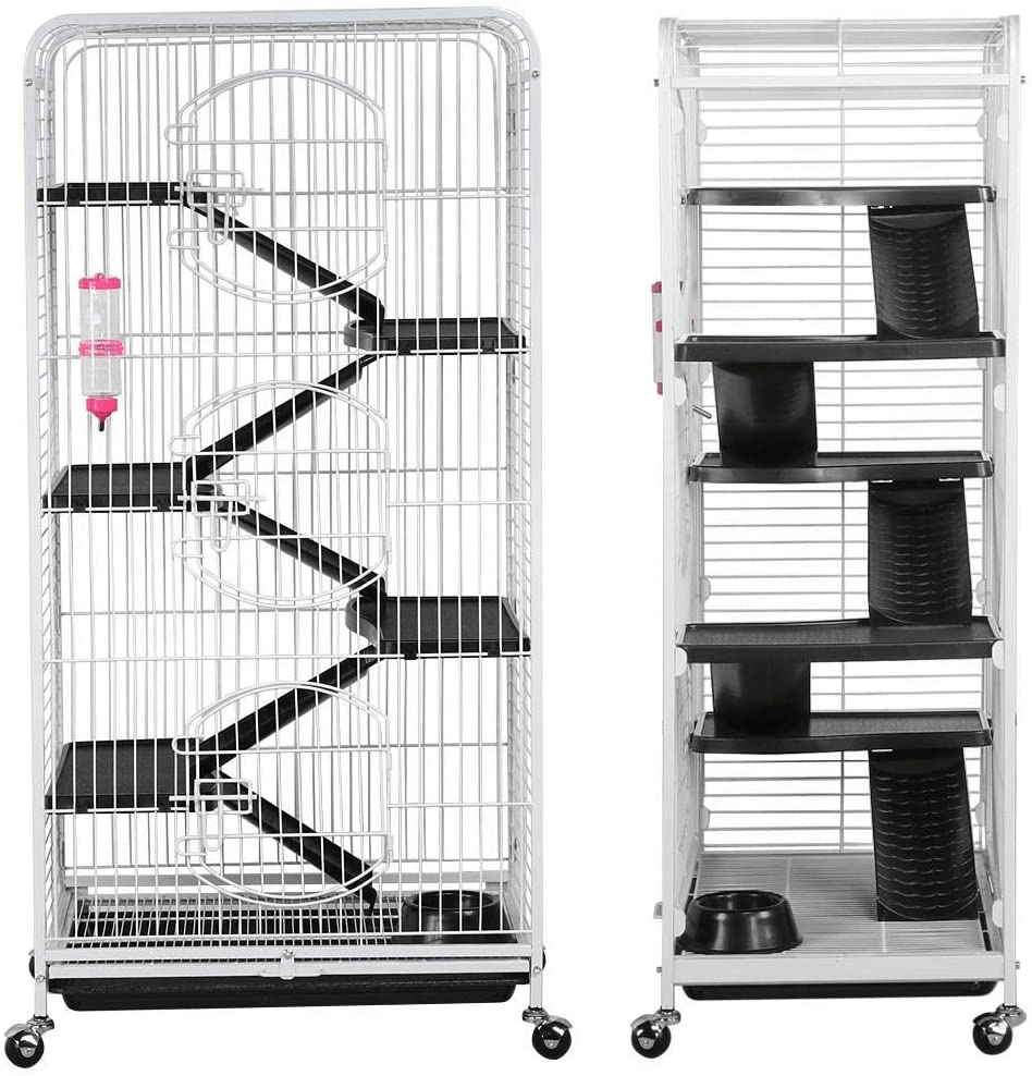 YAHEETECH 37/52-Inch Metal Ferret Chinchilla Cage Small Animals Hutch with 2 Front Doors/3 Front Doors/Feeder/Wheels for Squirrel Indoor Outdoor Animals & Pet Supplies > Pet Supplies > Small Animal Supplies > Small Animal Habitat Accessories Yaheetech   