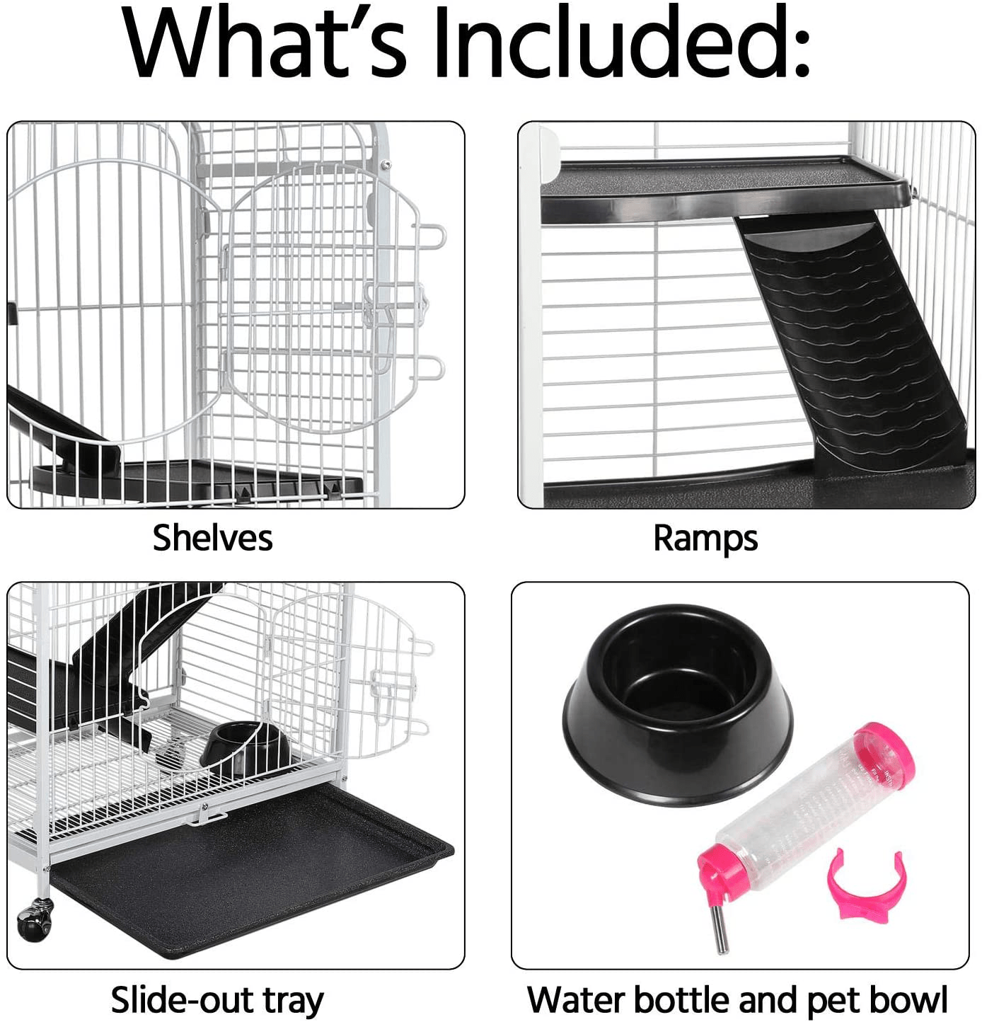 YAHEETECH 37/52-Inch Metal Ferret Chinchilla Cage Small Animals Hutch with 2 Front Doors/3 Front Doors/Feeder/Wheels for Squirrel Indoor Outdoor Animals & Pet Supplies > Pet Supplies > Small Animal Supplies > Small Animal Habitat Accessories Yaheetech   