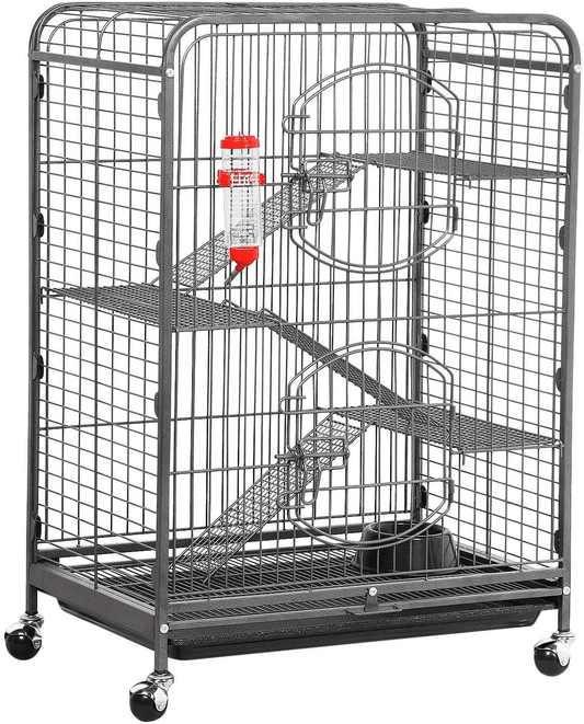 Yaheetech 37-Inch Metal Ferret Chinchilla Rabbit Guinea Pig Cage Small Animals House 4 Levels Indoor Outdoor Black Animals & Pet Supplies > Pet Supplies > Small Animal Supplies > Small Animal Habitats & Cages Yaheetech   