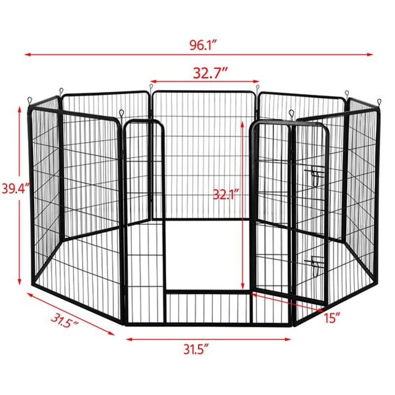 Yaheetech 40"H Heavy Duty Pet Playpen, Black, 8 Panel Animals & Pet Supplies > Pet Supplies > Dog Supplies > Dog Kennels & Runs Yaheetech   