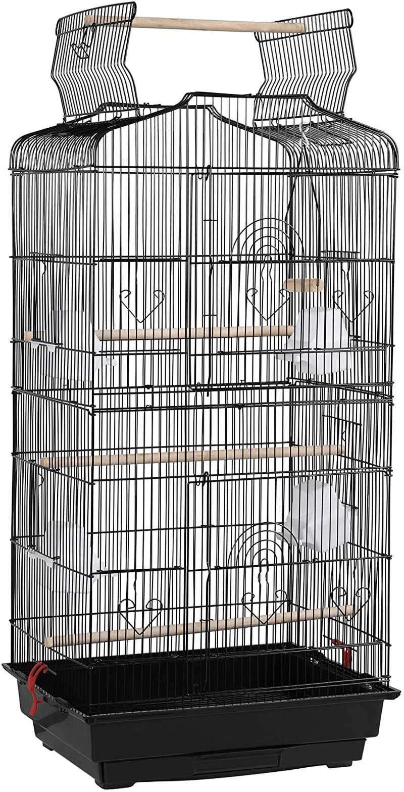 Yaheetech 41-Inch Open Play Top Medium Size Quaker Parrot Bird Cage Cockatiel Indian Ring Neck Sun Parakeet Green Cheek Conures Lovebirds Budgies Canary Finch Parrotlet Portable Bird Cage, Black Animals & Pet Supplies > Pet Supplies > Bird Supplies > Bird Cages & Stands Yaheetech   