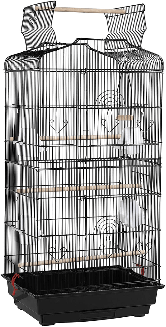 Yaheetech 41-Inch Open Play Top Medium Size Quaker Parrot Bird Cage Cockatiel Indian Ring Neck Sun Parakeet Green Cheek Conures Lovebirds Budgies Canary Finch Parrotlet Portable Bird Cage, Black Animals & Pet Supplies > Pet Supplies > Bird Supplies > Bird Cages & Stands Yaheetech   