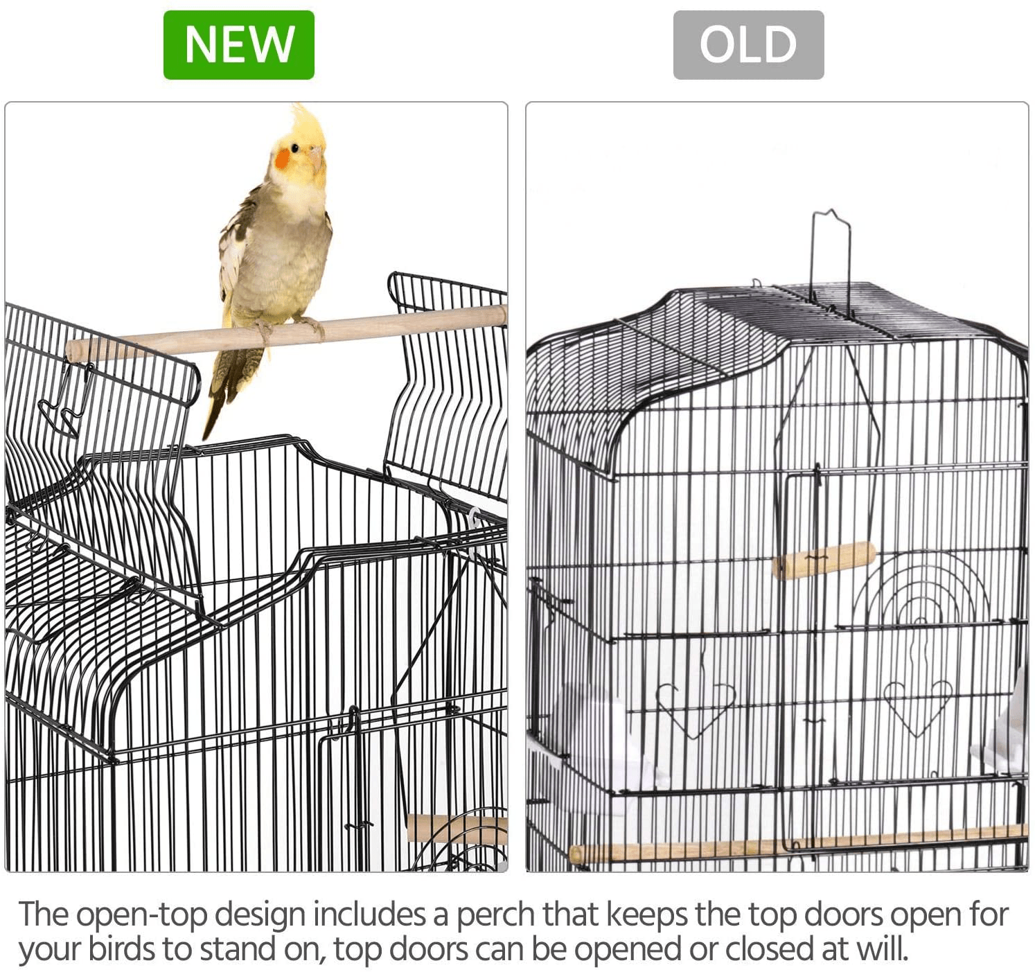 Yaheetech 41-Inch Open Play Top Medium Size Quaker Parrot Bird Cage Cockatiel Indian Ring Neck Sun Parakeet Green Cheek Conures Lovebirds Budgies Canary Finch Parrotlet Portable Bird Cage, Black Animals & Pet Supplies > Pet Supplies > Bird Supplies > Bird Cages & Stands Yaheetech   