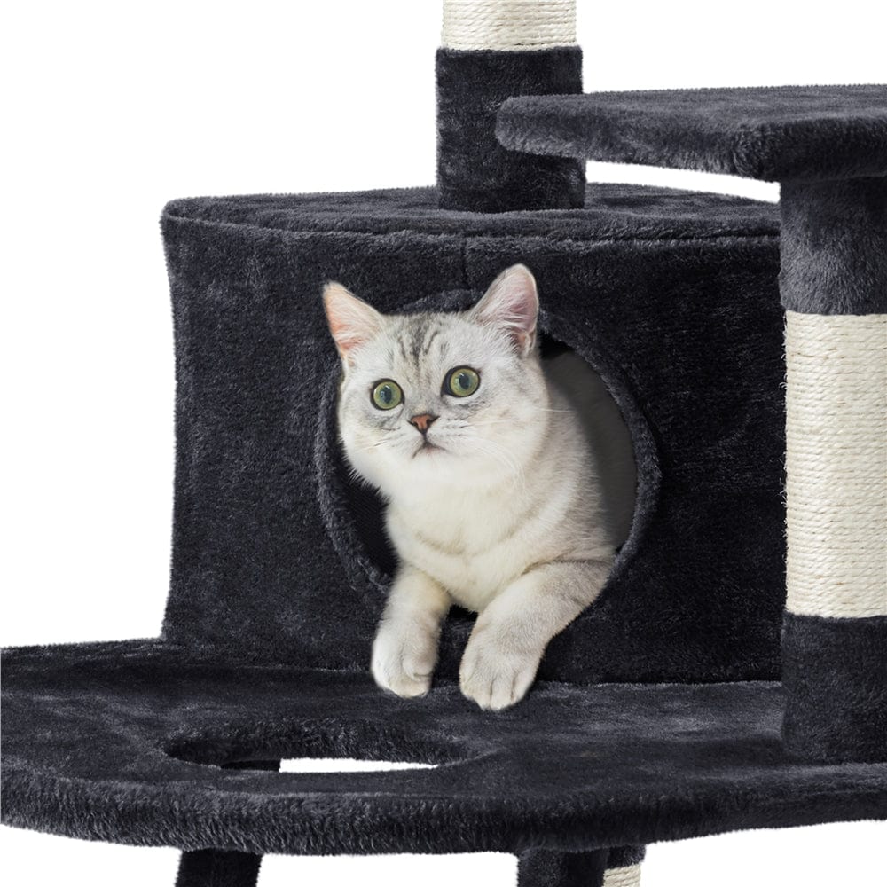 Yaheetech 47.5'' Multilevel Cat Tree with Condo and Scratching Post Tower Cat Furniture, Black