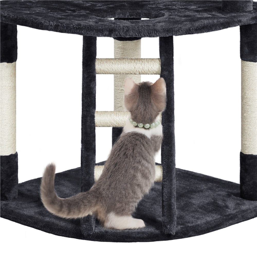 Yaheetech 47.5'' Multilevel Cat Tree with Condo and Scratching Post Tower Cat Furniture, Black