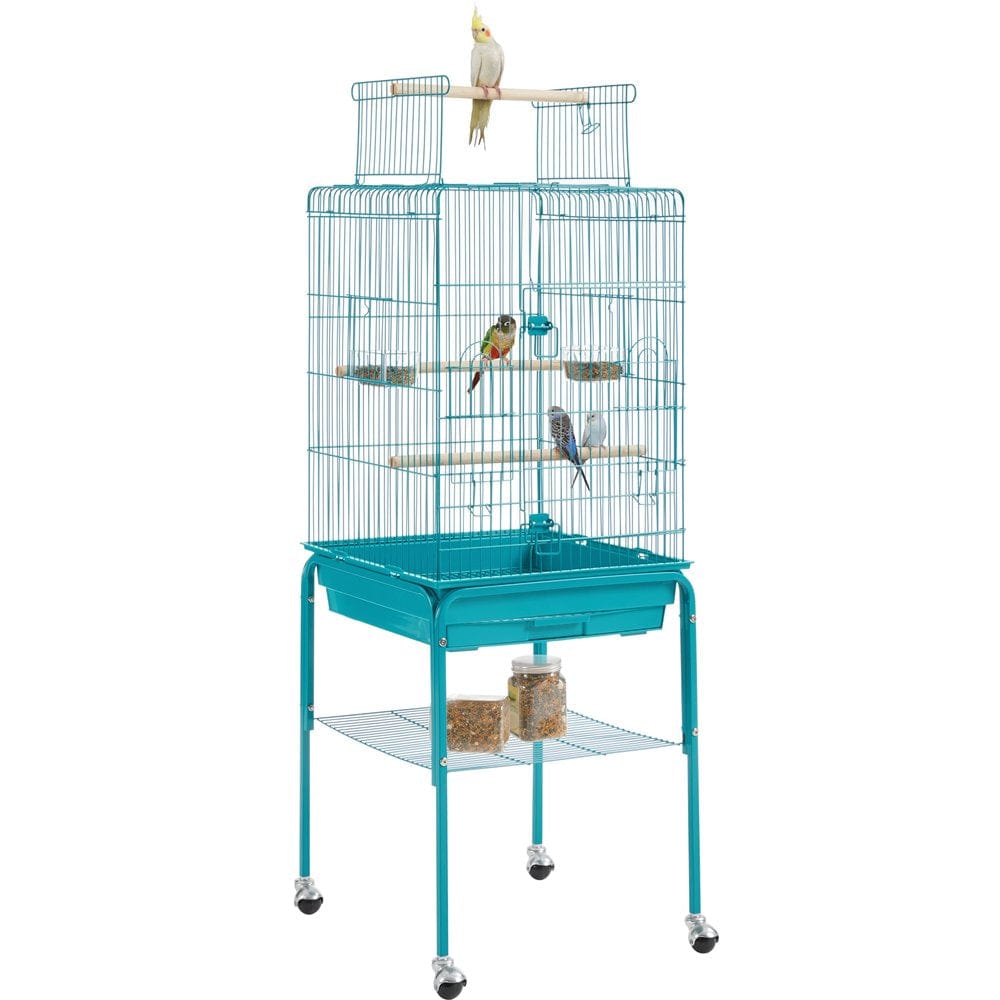 Yaheetech 47Inch Metal Bird Cage W/Detachable Rolling Stand for Cockatiel Canary, Teal Blue Animals & Pet Supplies > Pet Supplies > Bird Supplies > Bird Cages & Stands Yaheetech Teal Blue  