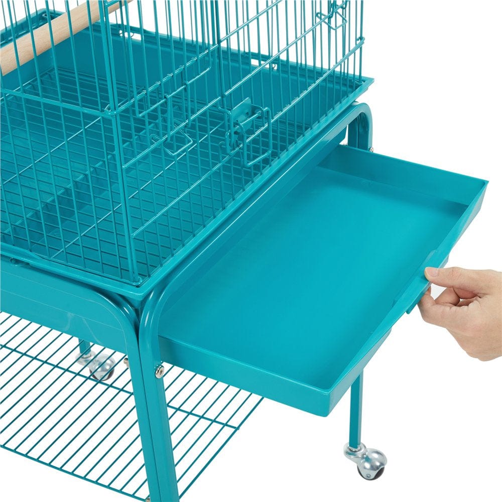 Yaheetech 47Inch Metal Bird Cage W/Detachable Rolling Stand for Cockatiel Canary, Teal Blue Animals & Pet Supplies > Pet Supplies > Bird Supplies > Bird Cages & Stands Yaheetech   