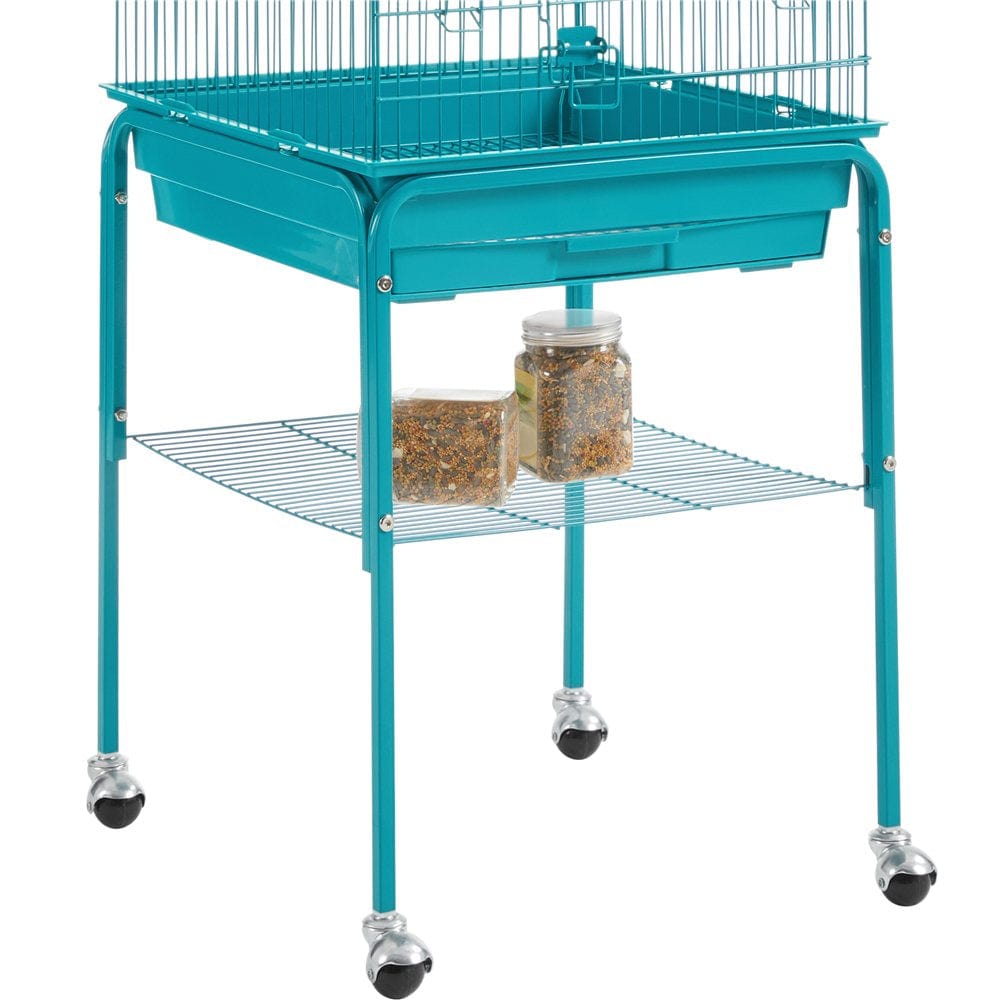 Yaheetech 47Inch Metal Bird Cage W/Detachable Rolling Stand for Cockatiel Canary, Teal Blue Animals & Pet Supplies > Pet Supplies > Bird Supplies > Bird Cages & Stands Yaheetech   