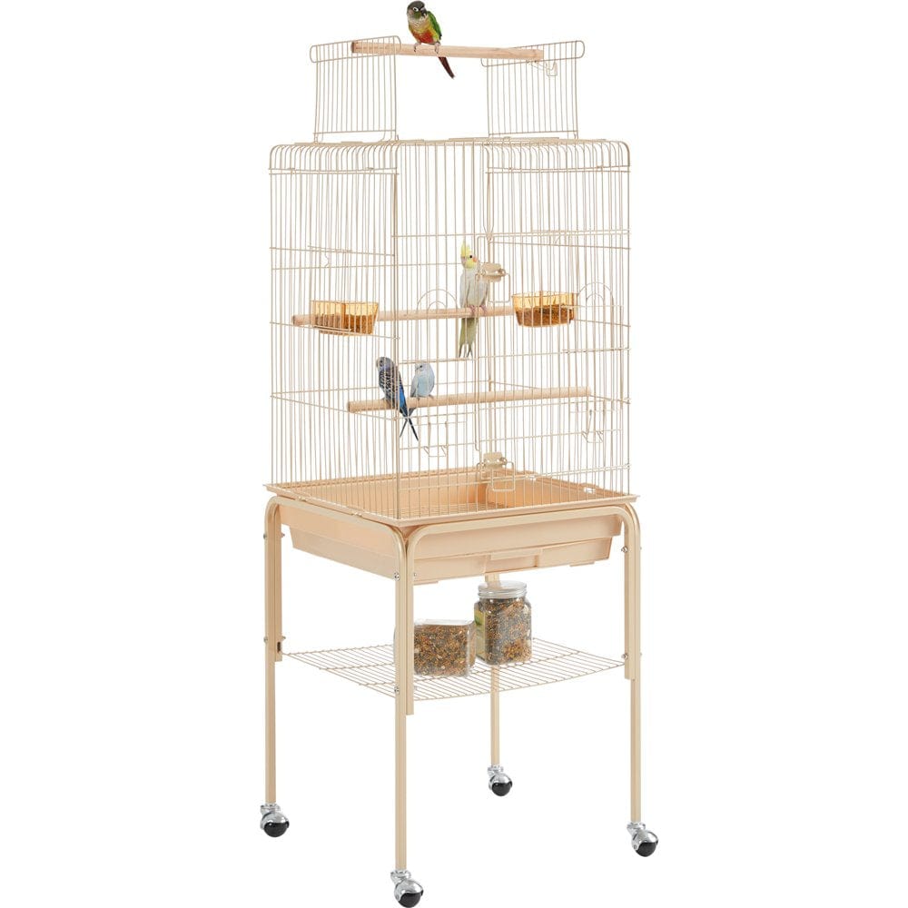 Yaheetech 47Inch Metal Bird Cage W/Detachable Rolling Stand for Cockatiel Canary, Teal Blue Animals & Pet Supplies > Pet Supplies > Bird Supplies > Bird Cages & Stands Yaheetech Almond  