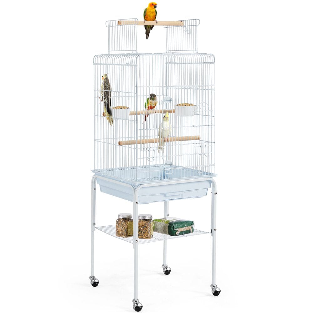 Yaheetech 47Inch Metal Bird Cage W/Detachable Rolling Stand for Cockatiel Canary, Teal Blue Animals & Pet Supplies > Pet Supplies > Bird Supplies > Bird Cages & Stands Yaheetech White  