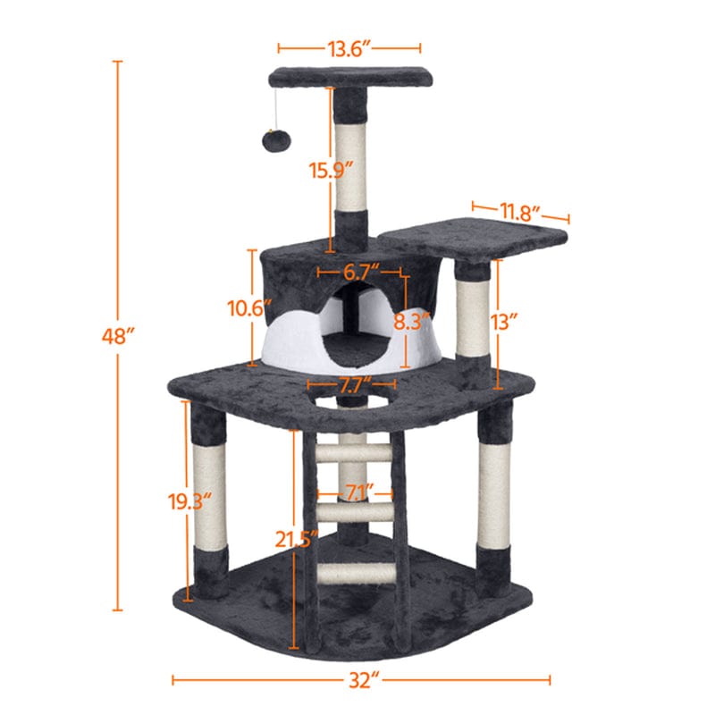 Yaheetech 48'' Cat Tree Scratcher Play House Condo Furniture Bed Post Kitten Pet Play House Animals & Pet Supplies > Pet Supplies > Cat Supplies > Cat Furniture Yaheetech   