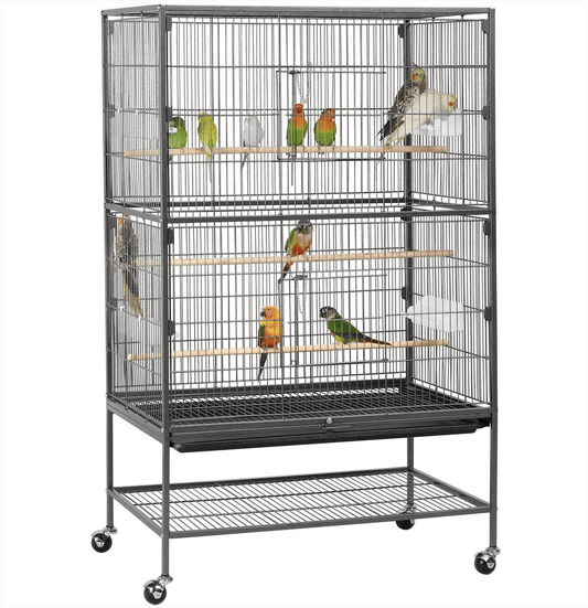 Yaheetech 52-Inch Wrought Iron Standing Large Flight King Bird Cage for Cockatiels African Grey Quaker Amazon Sun Parakeets Green Cheek Conures Pigeons Parrot Bird Cage Birdcage with Stand Animals & Pet Supplies > Pet Supplies > Bird Supplies > Bird Cage Accessories Yaheetech   