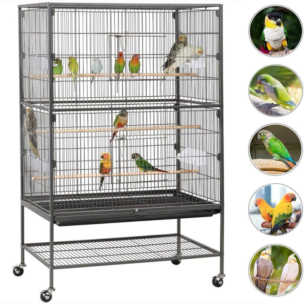 Yaheetech 52-Inch Wrought Iron Standing Large Flight King Bird Cage for Cockatiels African Grey Quaker Sun Parakeets Green Cheek Conures Pigeons Parrot Bird Cage Birdcage with Stand Animals & Pet Supplies > Pet Supplies > Bird Supplies > Bird Cages & Stands Yaheetech   