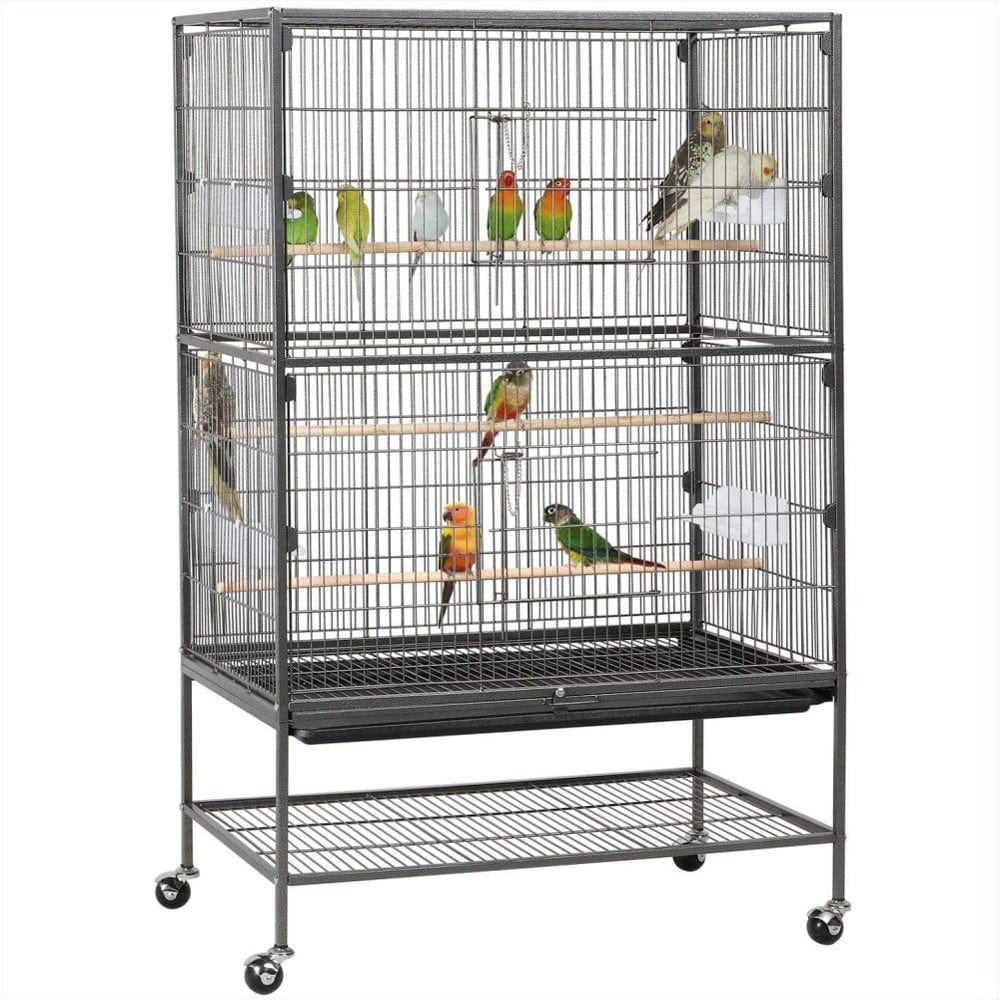 Yaheetech 52-Inch Wrought Iron Standing Large Flight King Bird Cage for Cockatiels African Grey Quaker Sun Parakeets Green Cheek Conures Pigeons Parrot Bird Cage Birdcage with Stand Animals & Pet Supplies > Pet Supplies > Bird Supplies > Bird Cages & Stands Yaheetech   