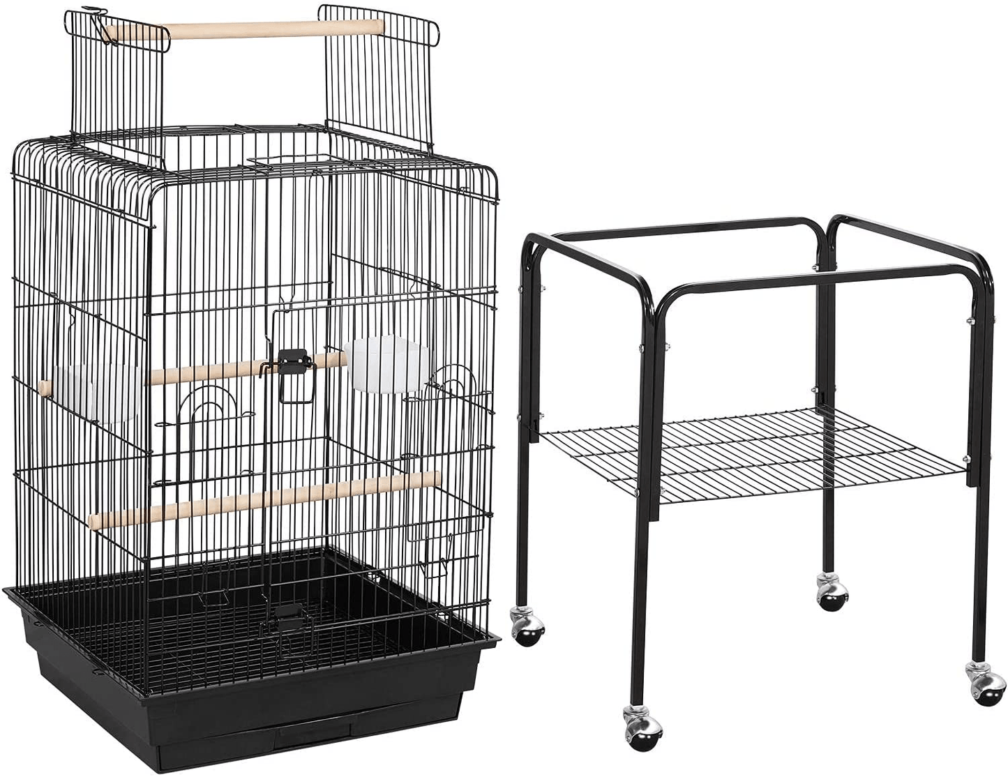 Yaheetech 53.5" Medium Open Play Top Bird Cages for Parrots Cockatiels Conures Flight Bird Cage Birdcage Pet House with Detachable Rolling Stand Animals & Pet Supplies > Pet Supplies > Bird Supplies > Bird Cages & Stands Yaheetech   