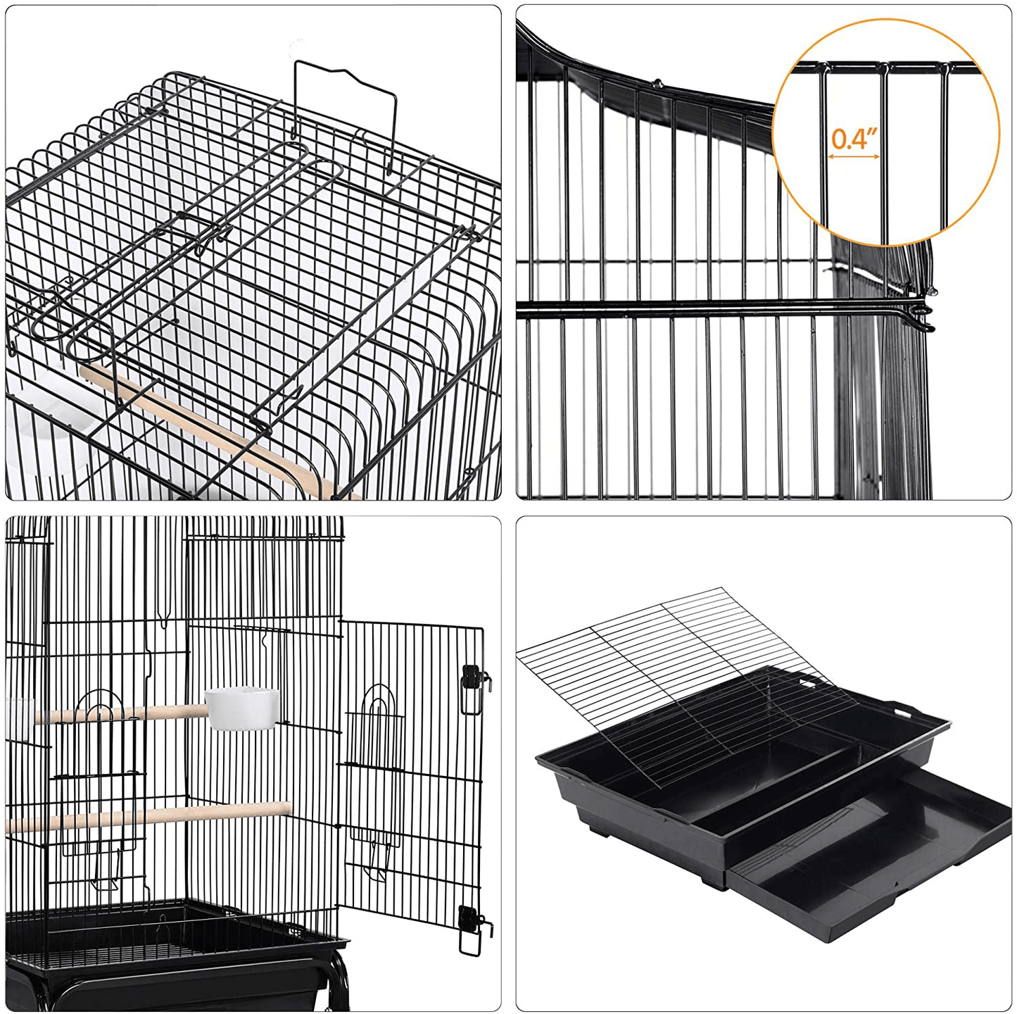 Yaheetech 53.5" Medium Open Play Top Bird Cages for Parrots Cockatiels Conures Flight Bird Cage Birdcage Pet House with Detachable Rolling Stand Animals & Pet Supplies > Pet Supplies > Bird Supplies > Bird Cages & Stands Yaheetech   