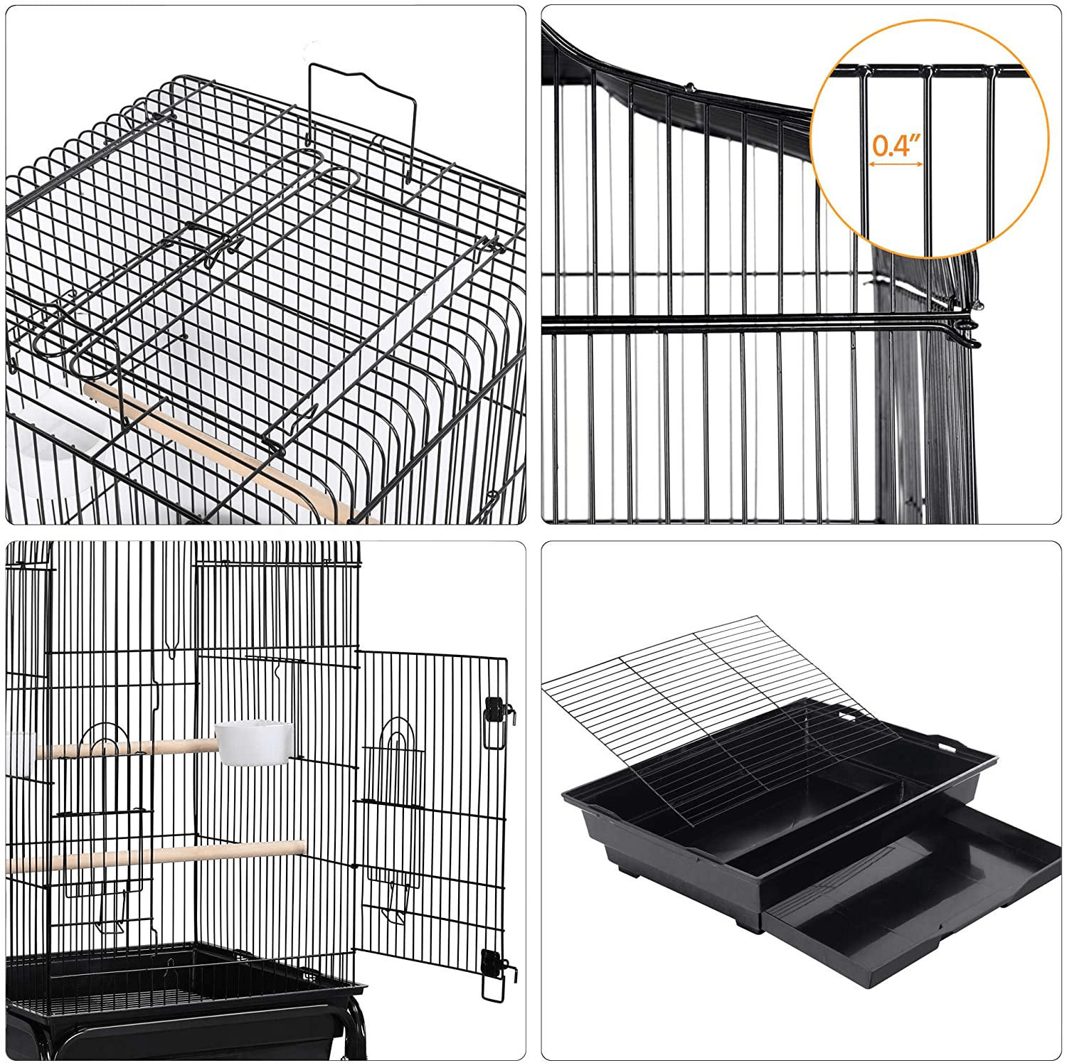 Yaheetech 53.5" Medium Open Play Top Bird Cages for Parrots Cockatiels Conures Flight Bird Cage Birdcage Pet House with Detachable Rolling Stand Animals & Pet Supplies > Pet Supplies > Bird Supplies > Bird Cages & Stands Yaheetech   