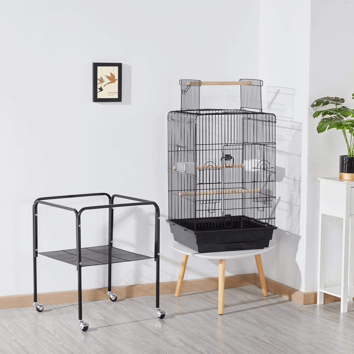 Yaheetech 53.5" Medium Open Play Top Bird Cages for Parrots Cockatiels Conures Flight Bird Cage Birdcage Pet House with Detachable Rolling Stand Animals & Pet Supplies > Pet Supplies > Bird Supplies > Bird Cages & Stands Yaheetech   