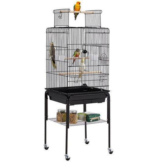 Yaheetech 53.5'' Open Top Standing Bird Cage with Removable Stand Wheels Black Animals & Pet Supplies > Pet Supplies > Bird Supplies > Bird Cages & Stands Yaheetech   