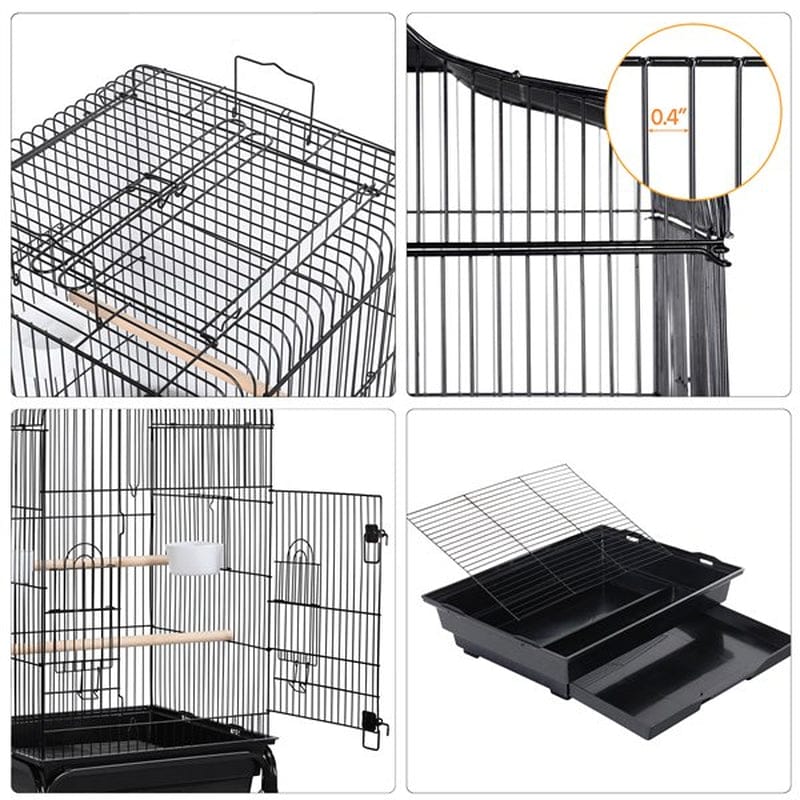 Yaheetech 53.5'' Open Top Standing Bird Cage with Removable Stand Wheels Black Animals & Pet Supplies > Pet Supplies > Bird Supplies > Bird Cages & Stands Yaheetech   