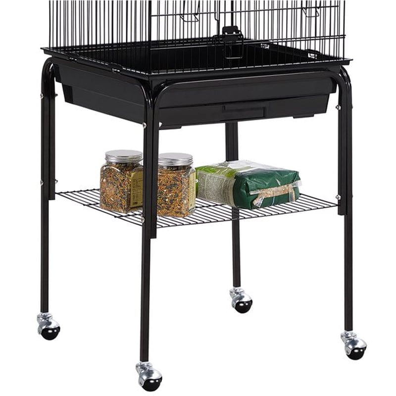 Yaheetech 53.5'' Open Top Standing Bird Cage with Removable Stand Wheels Black Animals & Pet Supplies > Pet Supplies > Bird Supplies > Bird Cages & Stands Yaheetech   