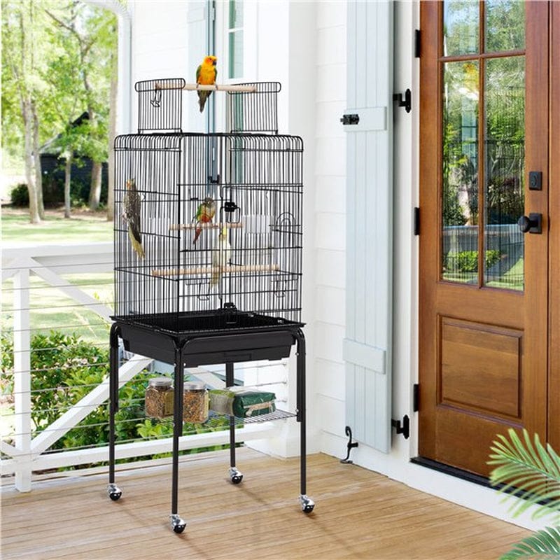 Yaheetech 53.5'' Open Top Standing Bird Cage with Removable Stand Wheels Black Animals & Pet Supplies > Pet Supplies > Bird Supplies > Bird Cages & Stands Yaheetech   