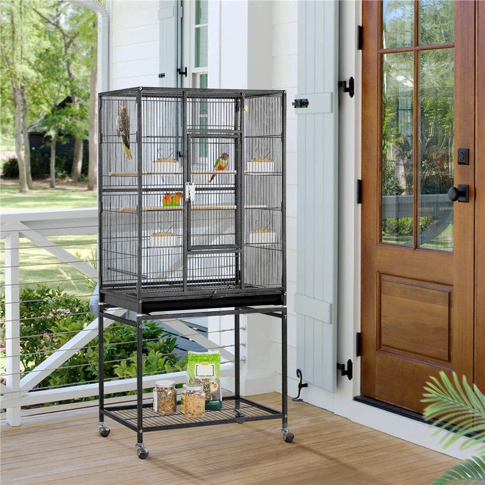 Yaheetech 53.7'' H Rolling Bird Cage W/ Stand for Conures Parakeets Cockatiels,Black Animals & Pet Supplies > Pet Supplies > Bird Supplies > Bird Cages & Stands Yaheetech   