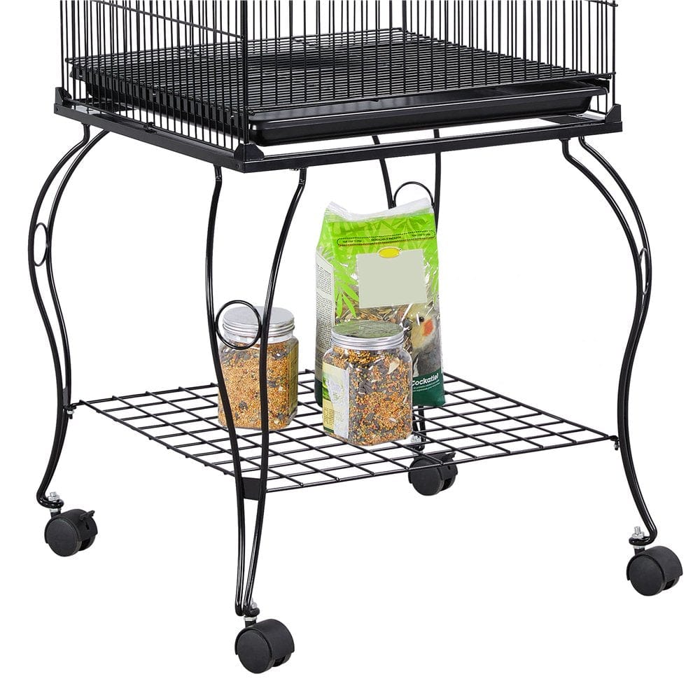 Yaheetech 59'' H Open Top Metal Bird Cage Rolling Parrot Cage with Stand for Small Birds Parakeet Lovebirds Cockatiel Canary, Black Animals & Pet Supplies > Pet Supplies > Bird Supplies > Bird Cages & Stands Yaheetech   