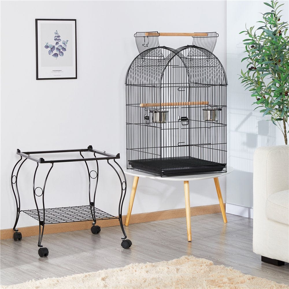 Yaheetech 59'' H Open Top Metal Bird Cage Rolling Parrot Cage with Stand for Small Birds Parakeet Lovebirds Cockatiel Canary, Black Animals & Pet Supplies > Pet Supplies > Bird Supplies > Bird Cages & Stands Yaheetech   