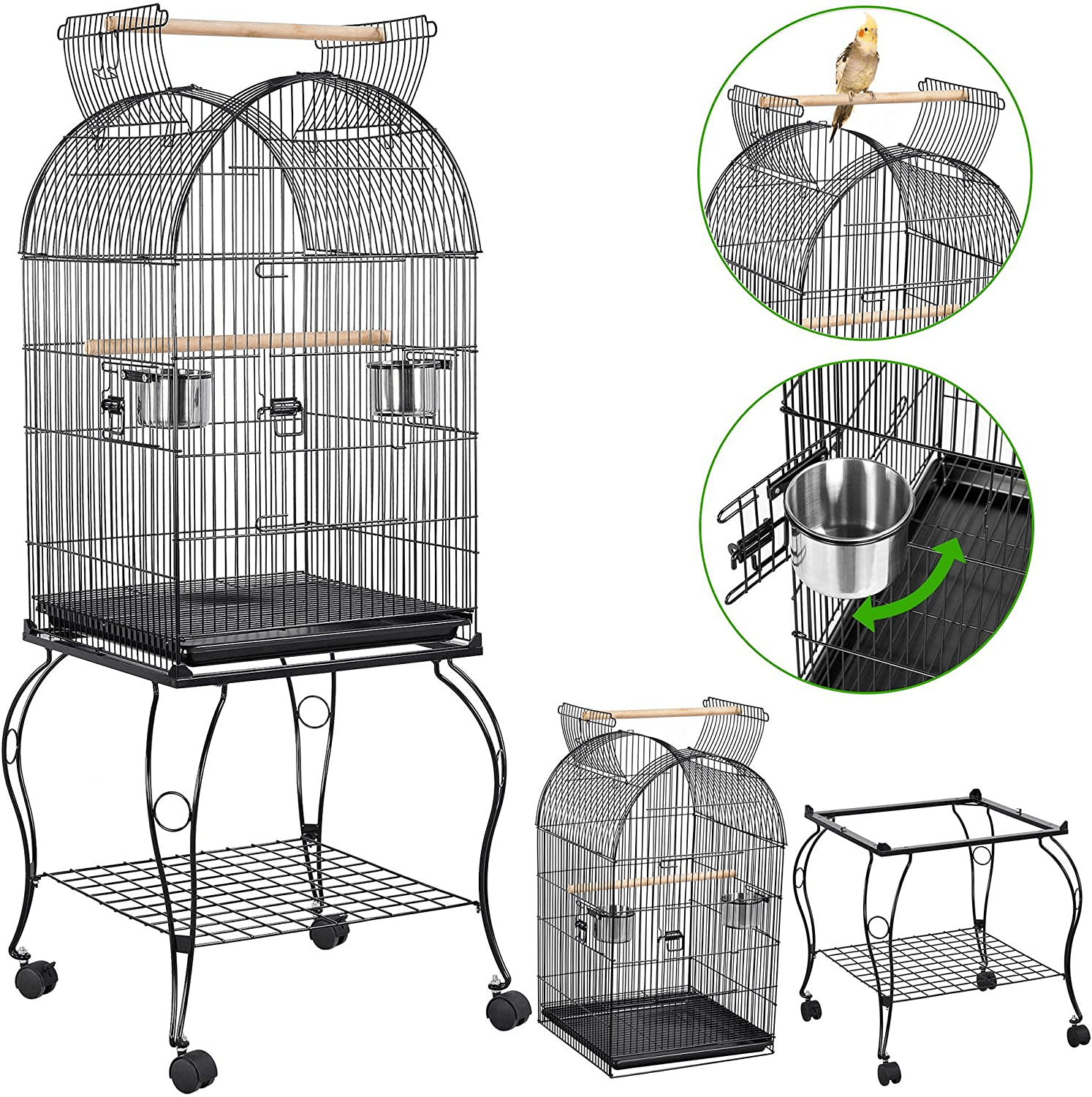 Yaheetech 59-Inch Dome Open Top Large Medium Parrot Bird Cage on Stand for Sun Parakeets Conures Quaker Parrot Rolling Cockatiel Bird Cage Animals & Pet Supplies > Pet Supplies > Bird Supplies > Bird Cages & Stands Yaheetech   