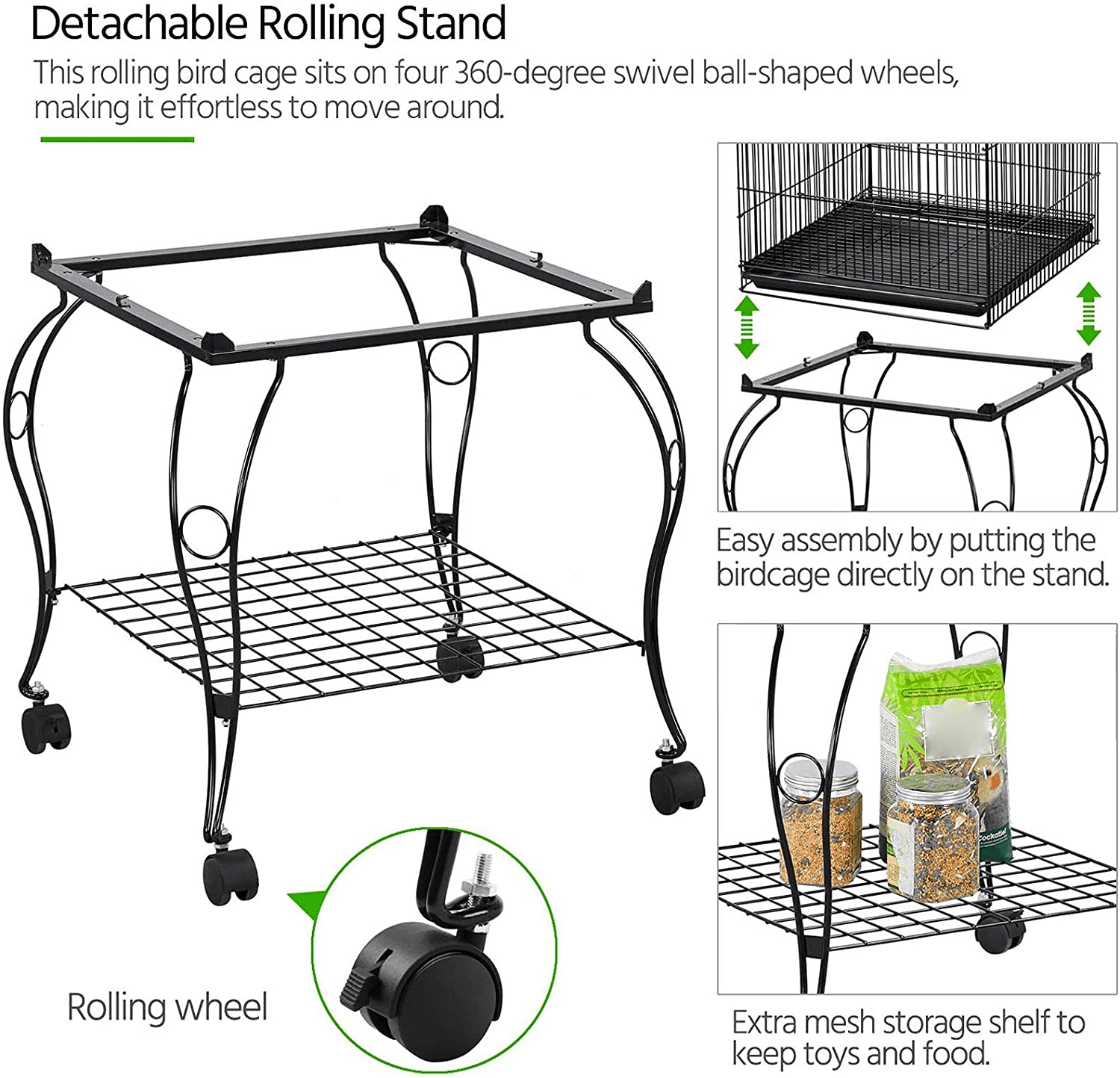 Yaheetech 59-Inch Dome Open Top Large Medium Parrot Bird Cage on Stand for Sun Parakeets Conures Quaker Parrot Rolling Cockatiel Bird Cage Animals & Pet Supplies > Pet Supplies > Bird Supplies > Bird Cages & Stands Yaheetech   