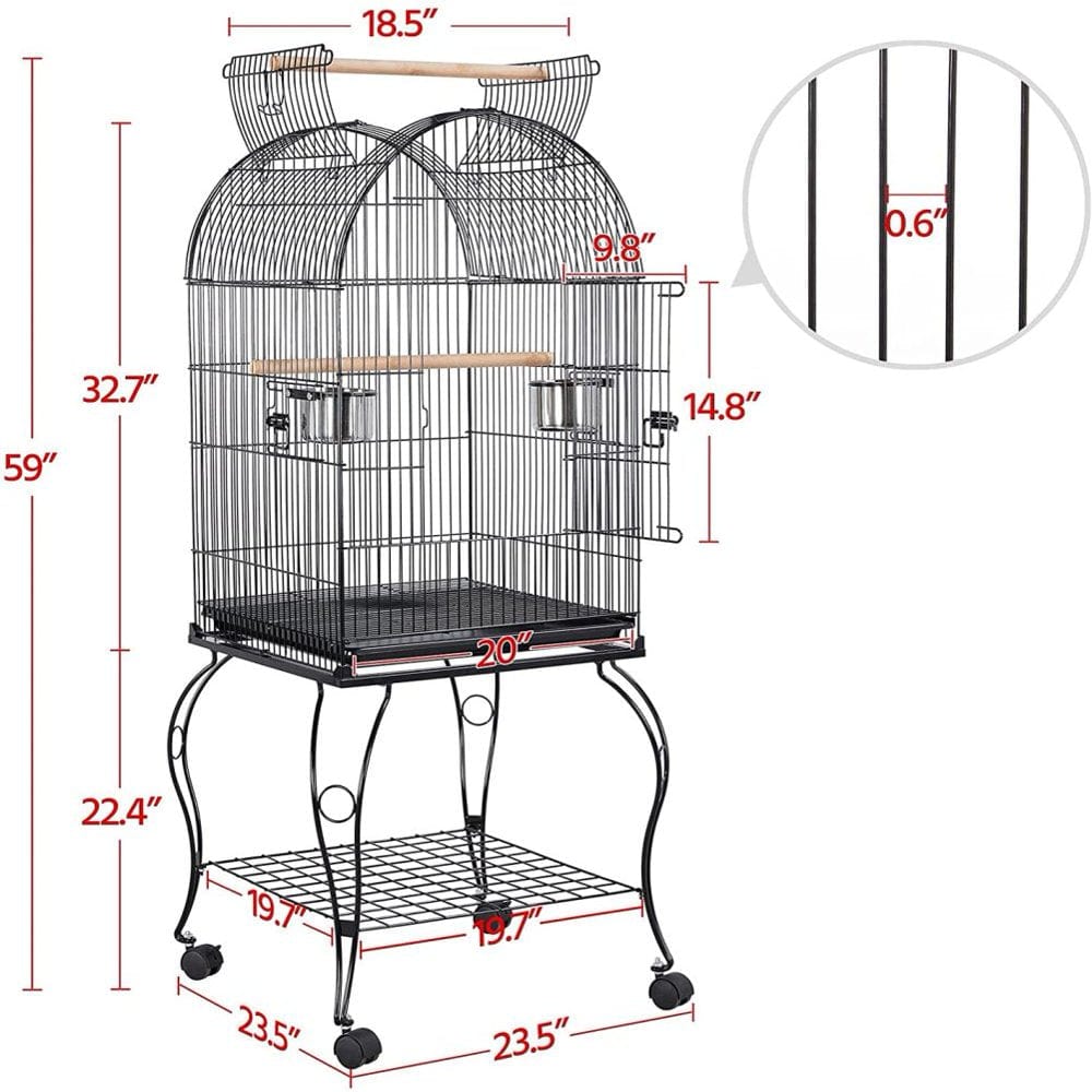 Yaheetech 59-Inch Dome Open Top Large Medium Parrot Bird Cage on Stand for Sun Parakeets Conures Quaker Parrot Rolling Cockatiel Bird Cage Animals & Pet Supplies > Pet Supplies > Bird Supplies > Bird Cages & Stands Yaheetech   