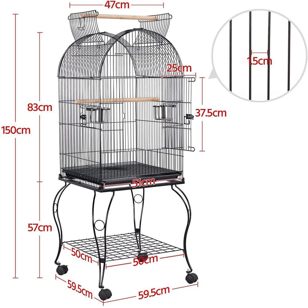 Yaheetech 59-Inch Rolling Standing Medium Dome Open Top Bird Cage for Parrots Cockatiels Sun Conures Parakeets Lovebirds Budgies Finches Canary Pet Bird Cage with Removable Stand Animals & Pet Supplies > Pet Supplies > Bird Supplies > Bird Cages & Stands Yaheetech   