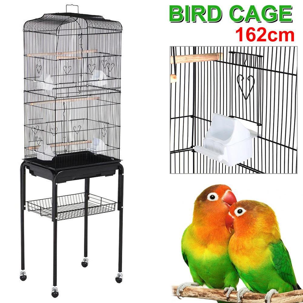 Yaheetech 63" Rolling Bird Cage Parrot Finch Aviary Pet Perch W/Stand Black Animals & Pet Supplies > Pet Supplies > Bird Supplies > Bird Cages & Stands Yaheetech   