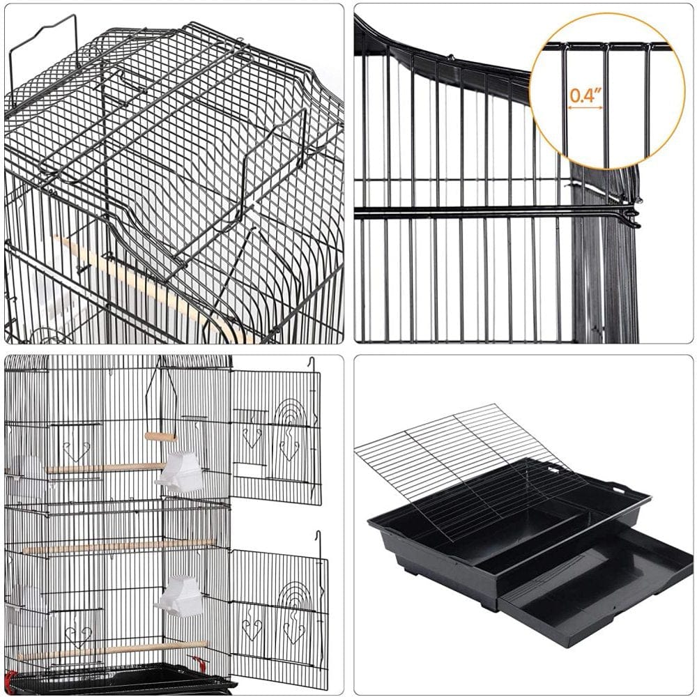 Yaheetech 64-Inch Open Play Top Rolling Bird Cage for Small Parrots Cockatiels Sun Parakeets Conure Finches Canary Budgies Lovebirds Medium Size Travel Bird Cage with Removable Stand Animals & Pet Supplies > Pet Supplies > Bird Supplies > Bird Cages & Stands Yaheetech   