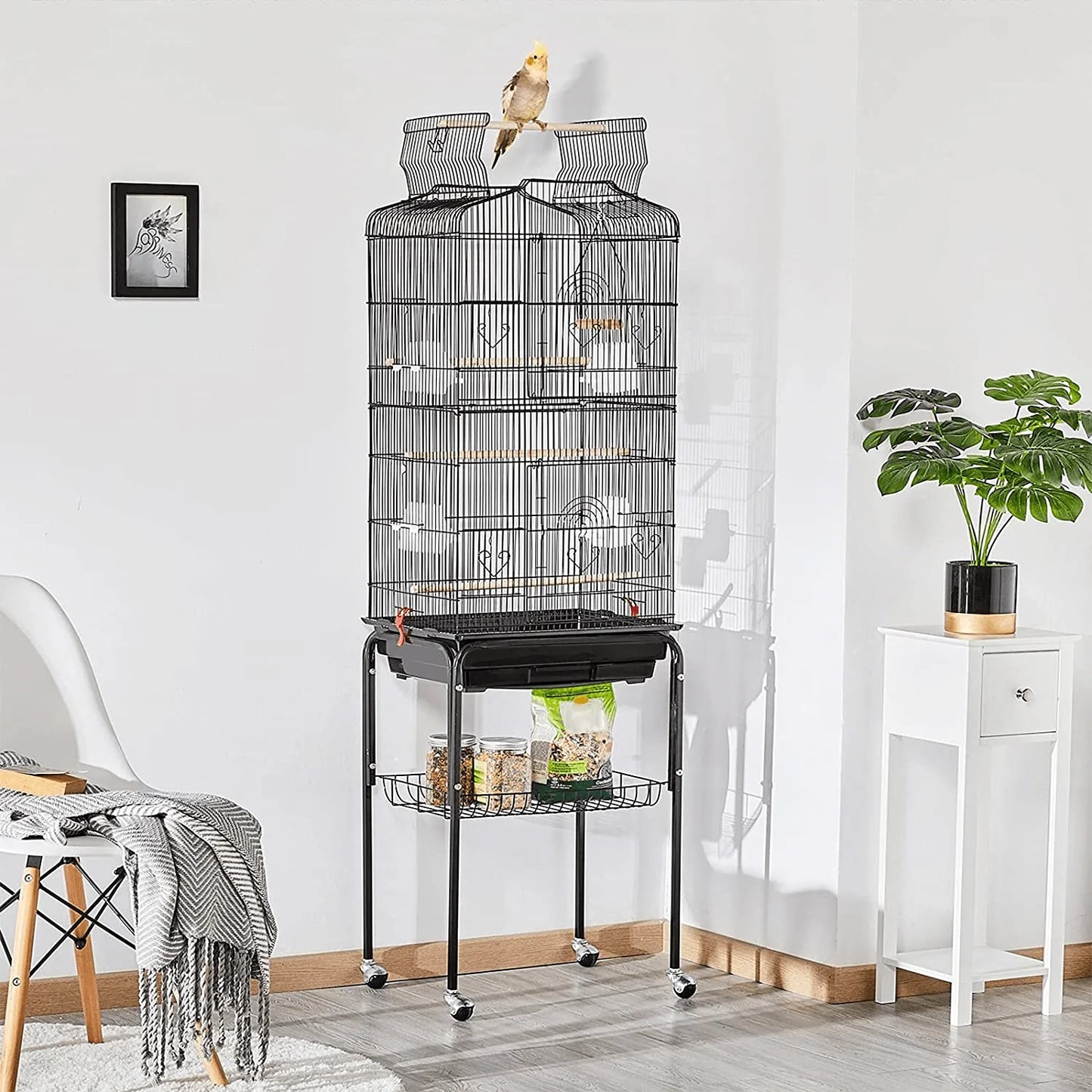Yaheetech 64-Inch Play Open Top Medium Small Parrot Parakeet Bird Cage for Lovebirds Finches Canaries Parakeets Cockatiels Budgie Parrotlet Conures Bird Cage with Detachable Rolling Stand Animals & Pet Supplies > Pet Supplies > Bird Supplies > Bird Cage Accessories Yaheetech   