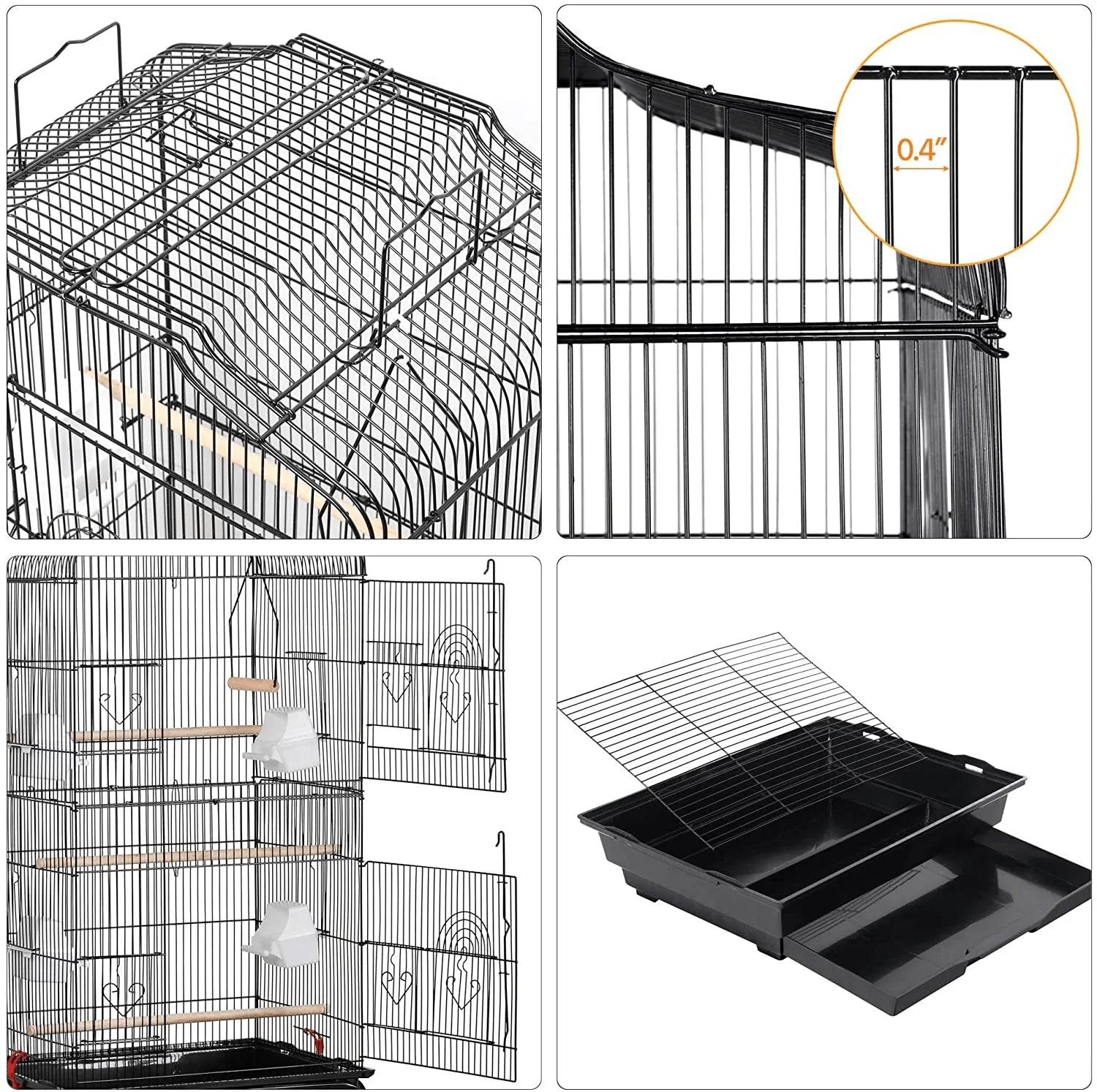 Yaheetech 64-Inch Play Open Top Medium Small Parrot Parakeet Bird Cage for Lovebirds Finches Canaries Parakeets Cockatiels Budgie Parrotlet Conures Bird Cage with Detachable Rolling Stand Animals & Pet Supplies > Pet Supplies > Bird Supplies > Bird Cage Accessories Yaheetech   
