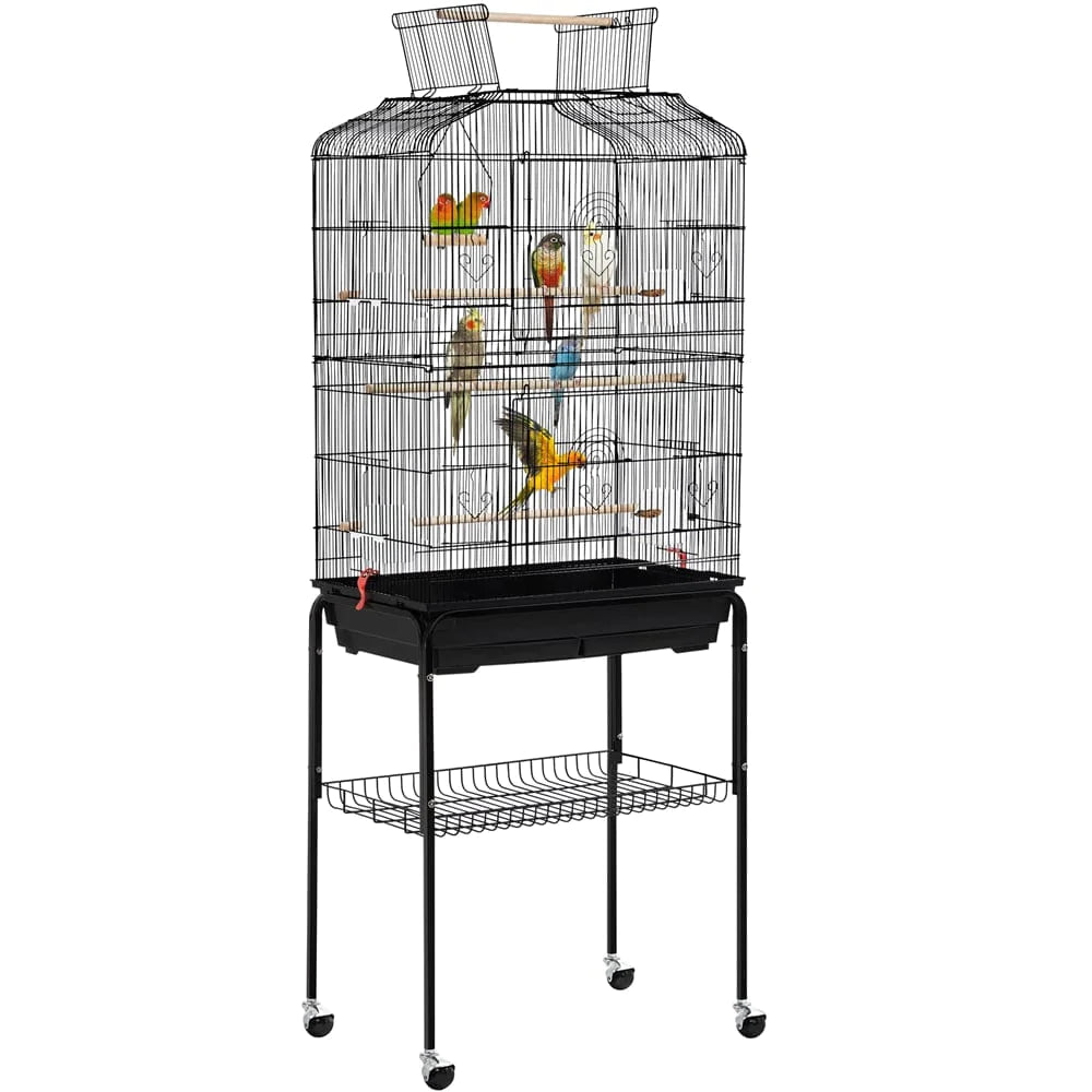 Yaheetech 67.5'' H Open Top Metal Bird Cage with Rolling Stand, Black Animals & Pet Supplies > Pet Supplies > Bird Supplies > Bird Cages & Stands Yaheetech   