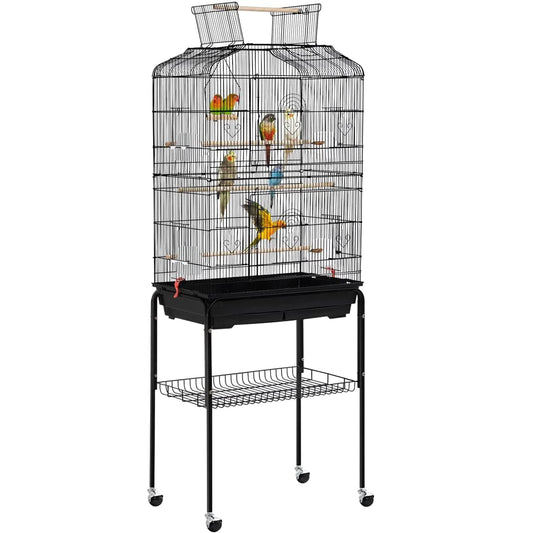 Yaheetech 67.5'' H Open Top Metal Bird Cage with Rolling Stand, Black Animals & Pet Supplies > Pet Supplies > Bird Supplies > Bird Cages & Stands Yaheetech   