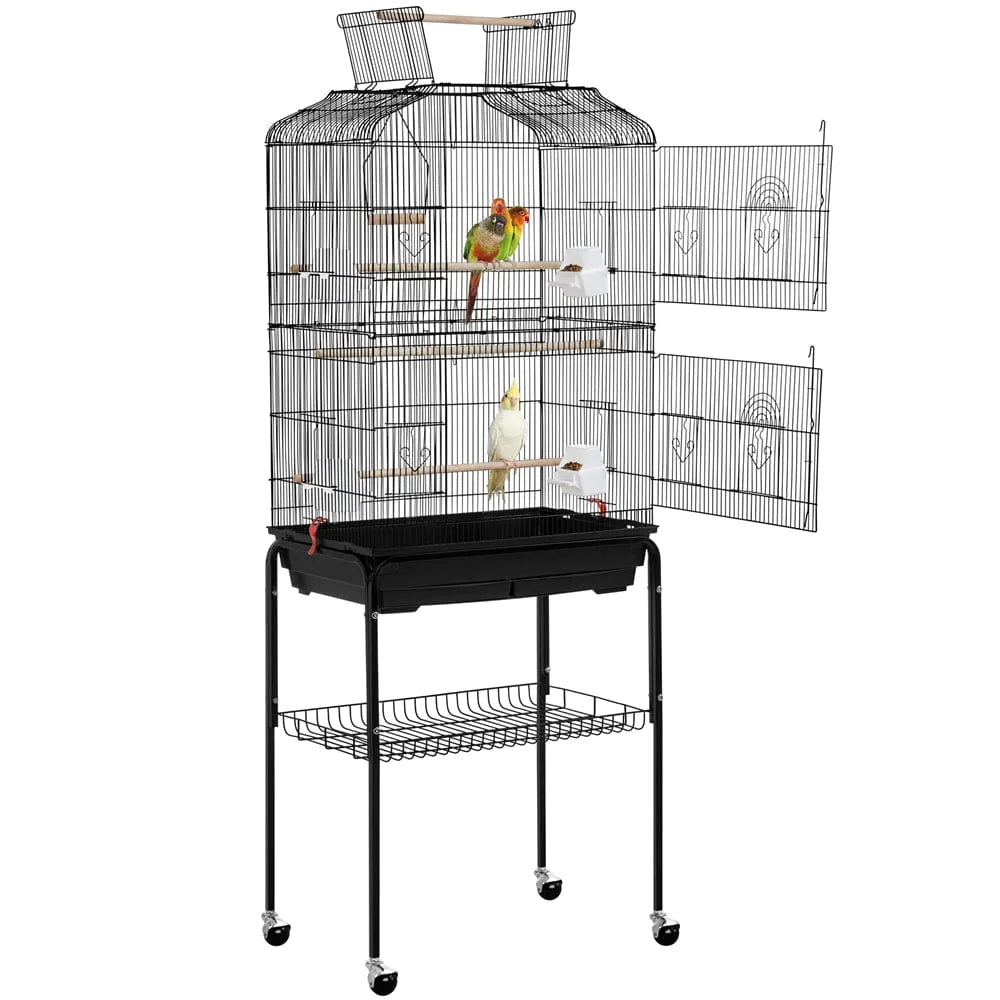 Yaheetech 67.5'' H Open Top Metal Bird Cage with Rolling Stand, Black Animals & Pet Supplies > Pet Supplies > Bird Supplies > Bird Cages & Stands Yaheetech   