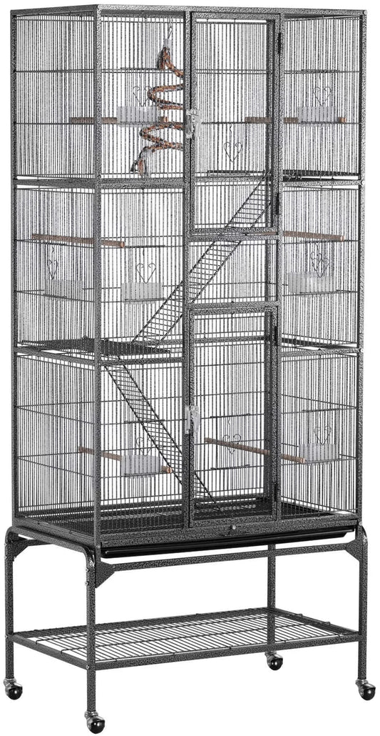 Yaheetech 69 Inch Extra Large Wrought Iron 3 Levels Ferret Chinchilla Sugar Glider Squirrel Small Animals Cages with Cross Shelves and Ladders Animals & Pet Supplies > Pet Supplies > Small Animal Supplies > Small Animal Habitats & Cages Yaheetech Black  