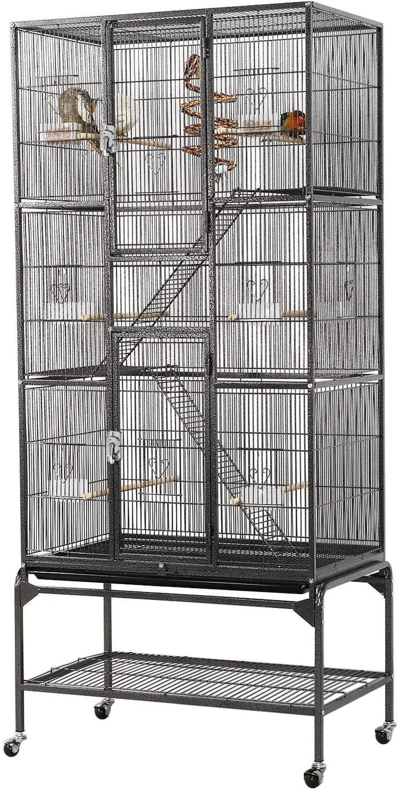 Yaheetech 69In Extra Large Bird Cage Metal Parrot Cage for Mid-Sized Parrots Cockatiels Conures Parakeets Lovebirds Budgie Finch Animals & Pet Supplies > Pet Supplies > Bird Supplies > Bird Cages & Stands Yaheetech Black  