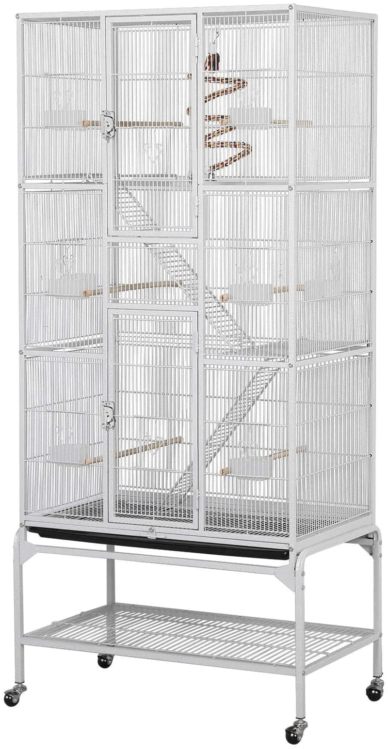 Yaheetech 69In Extra Large Bird Cage Metal Parrot Cage for Mid-Sized Parrots Cockatiels Conures Parakeets Lovebirds Budgie Finch Animals & Pet Supplies > Pet Supplies > Bird Supplies > Bird Cages & Stands Yaheetech White  