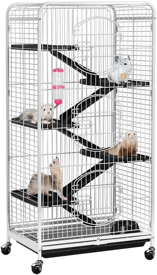 Yaheetech Multi Levels Rolling Bunny Cage - 52-Inch Large Pet Ferret Chinchilla Squirrels Ribbit Cage W/ 3 Front Doors/Bowl/Water Animals & Pet Supplies > Pet Supplies > Small Animal Supplies > Small Animal Habitat Accessories Yaheetech White  