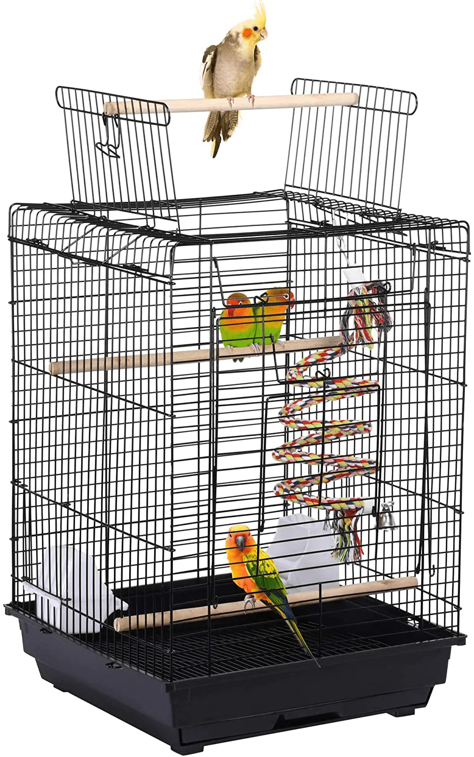 Yaheetech Open Play Top Travel Bird Cage for Conure Sun Parakeet Green Cheek Conure Lovebird Budgie Finch Canary, Small-Size Travel Bird Cage Portable Animals & Pet Supplies > Pet Supplies > Bird Supplies > Bird Cages & Stands Yaheetech   